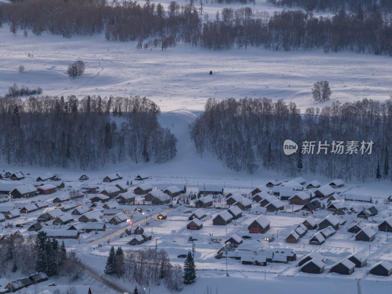 新疆北疆阿勒泰禾木冬季雪景童话世界航拍