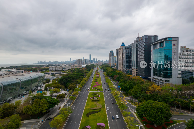 深圳市深南大道航拍图