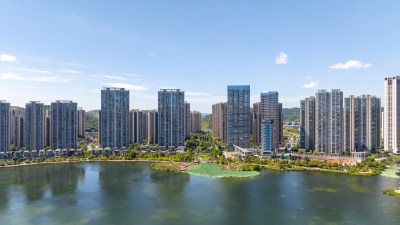 湖南长沙梅溪湖沿湖城市风光