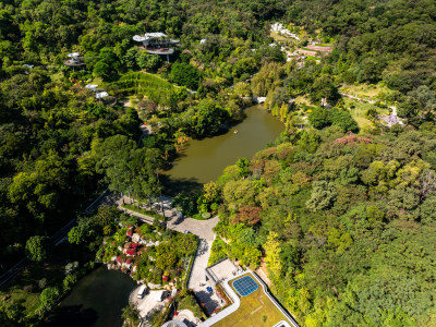 广州云萝植物园实景高空航拍照片