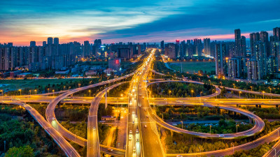 武汉汉阳杨泗港快速通道立交夜景