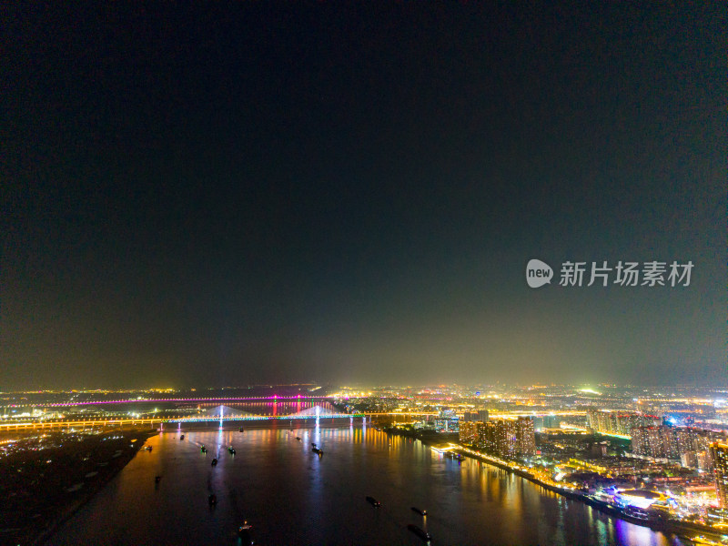 芜湖城市夜景灯光航拍图