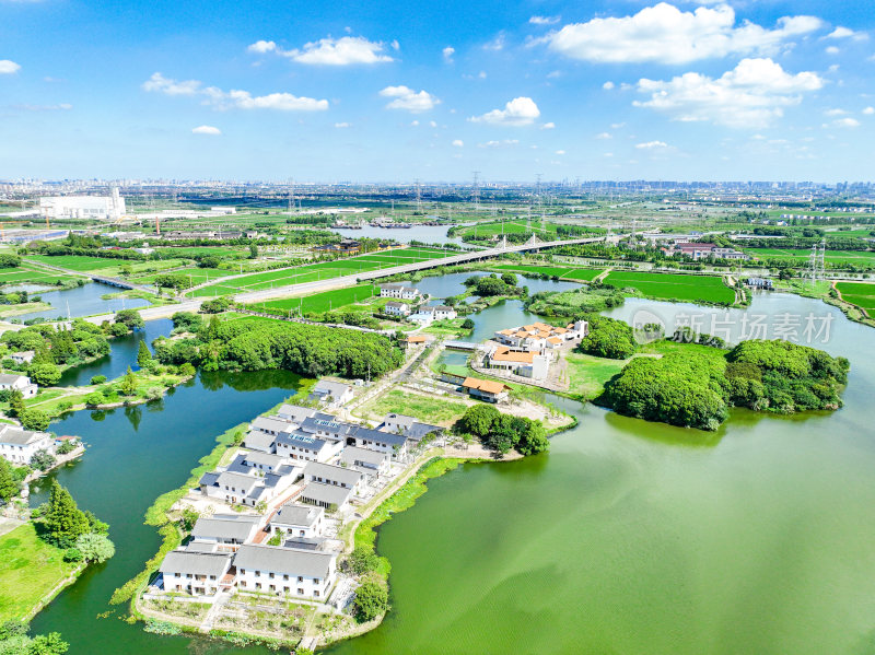 航拍江苏省苏州市田园乡村风光大景