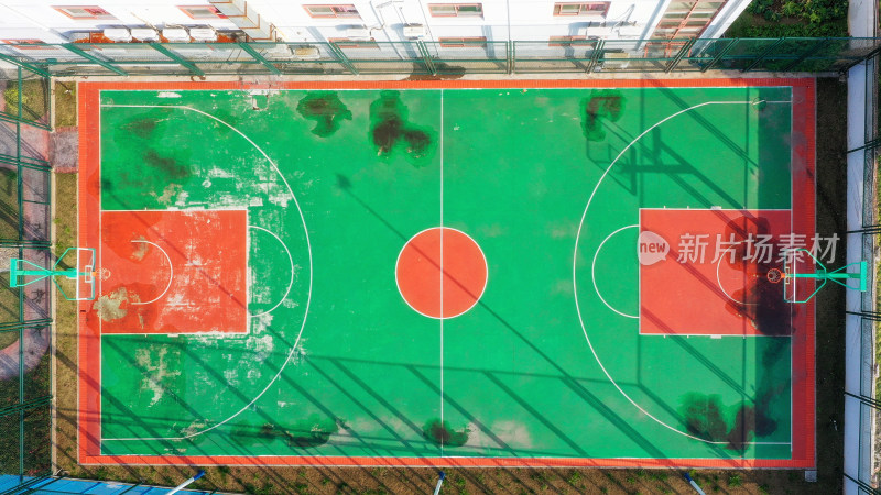 上海浦东校园篮球场航拍