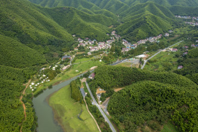 浙江省安吉县小杭坑露营地航拍