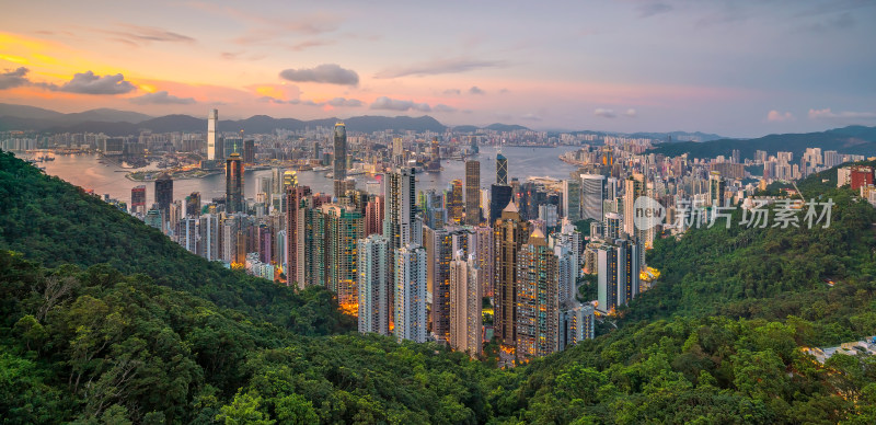 香港维多利亚港都市景观