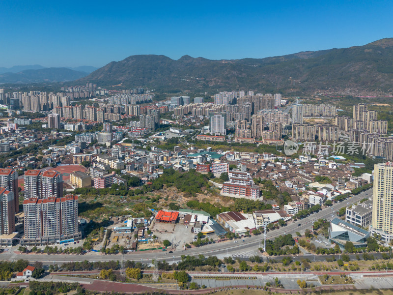 仙游城区依山而建的全景鸟瞰