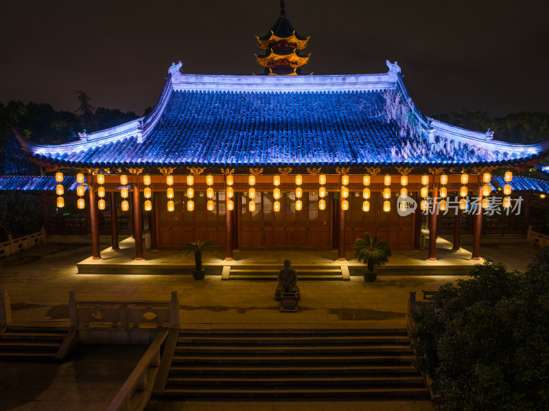 航拍苏州盘门景区中秋灯会夜景