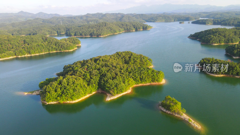 航拍湖北随州琵琶湖风景区