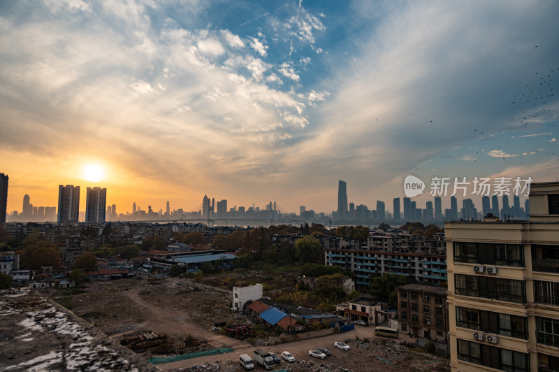 湖北武汉 夕阳 落日 长江二桥