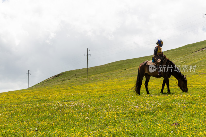 蓝天白云草原骑马