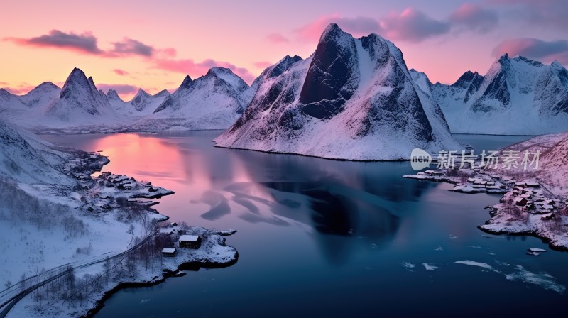 冬季唯美雪景雪山海报背景配图高清摄影图