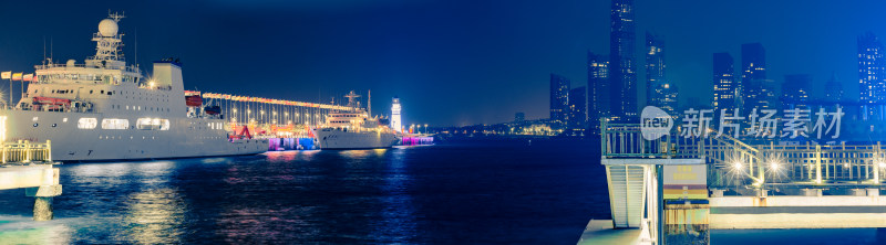 青岛市奥帆中心，城市夜景风光