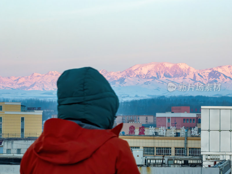 新疆北疆伊犁冬季特克斯雪山航拍