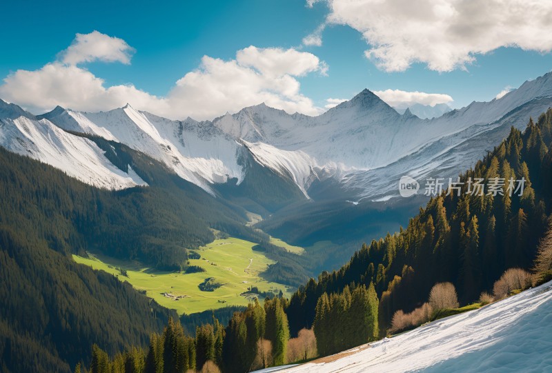 雪山高原草原森林风景