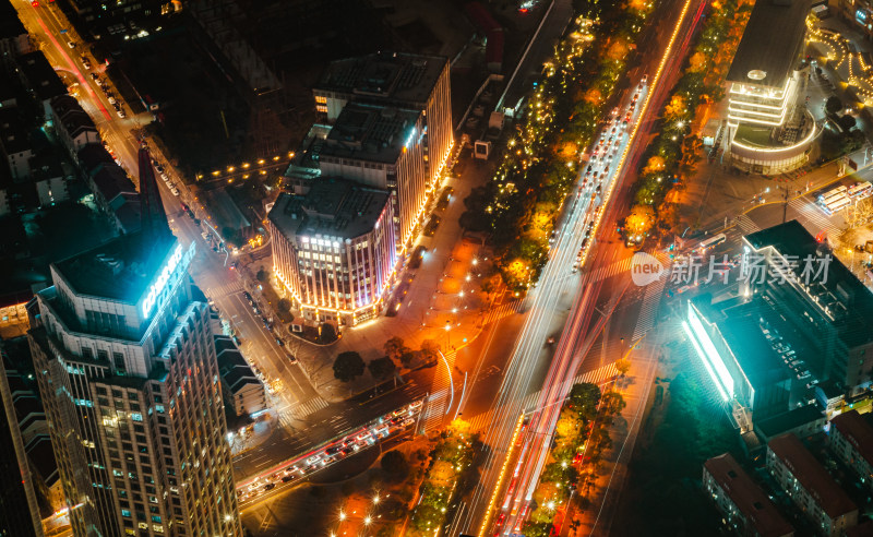 上海浦东新区，俯视城市夜景