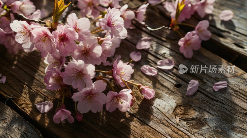 棕色木板上的樱花