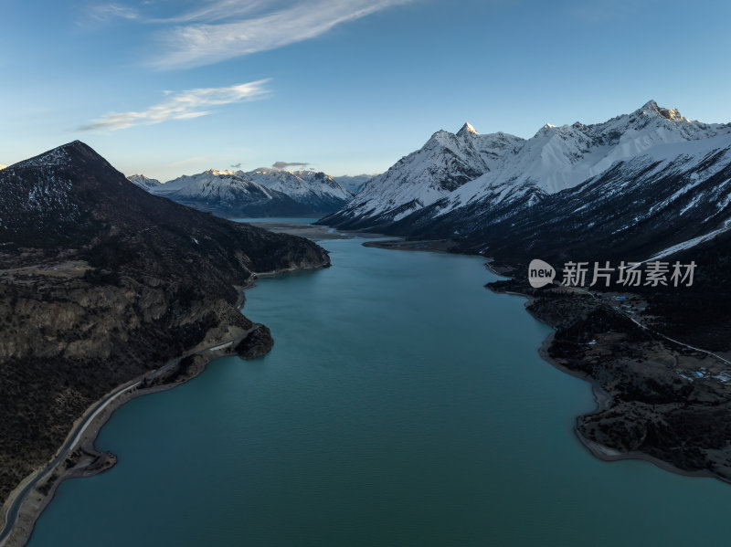 西藏昌都然乌湖来古雪山冰湖高空航拍