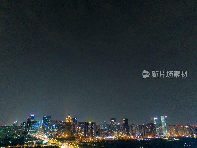 成都环球中心周边建筑夜景航拍图