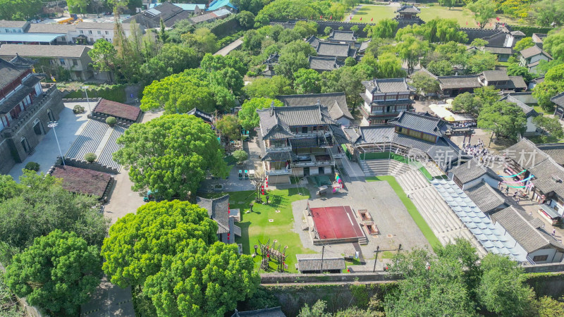 航拍江苏无锡三国水浒景区5A景区