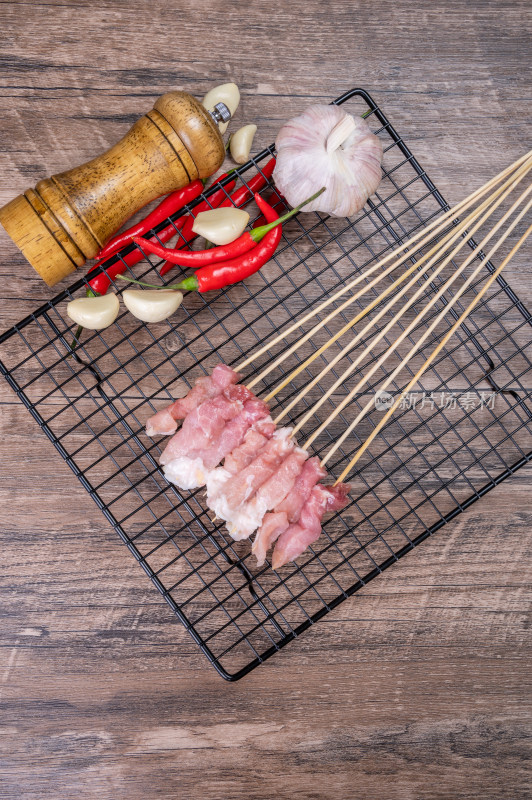 炸串食材生猪肉小串