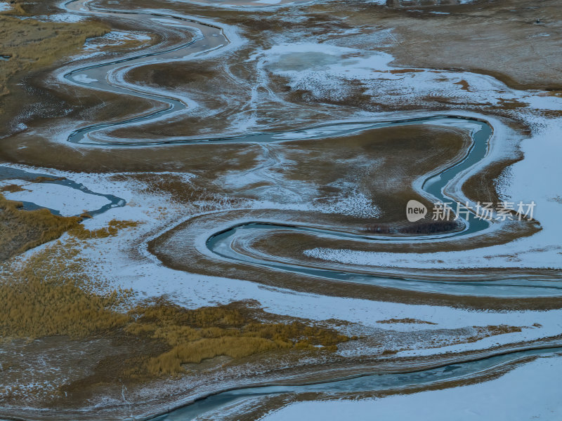 新疆喀什塔县帕米尔高原塔合曼湿地河道航拍