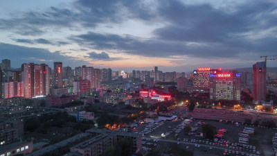 青海西宁夜景西宁建设航拍