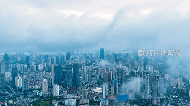 湖北武汉汉口阴云天气城市航拍