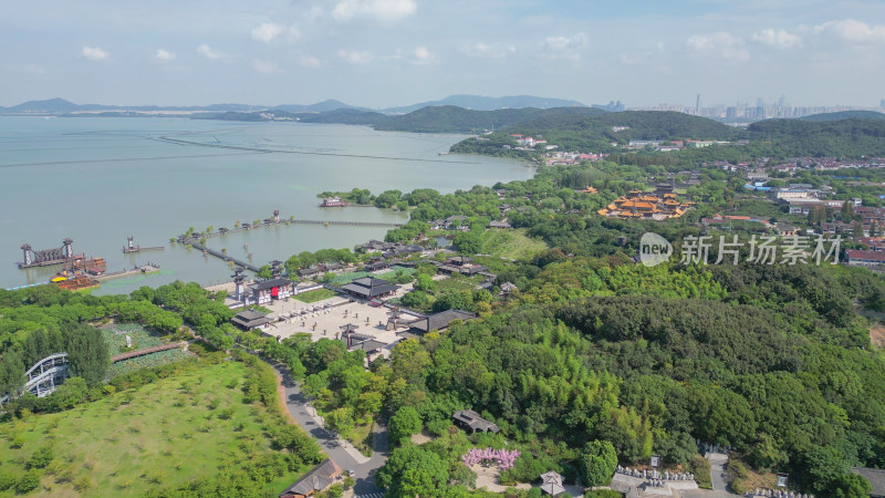 航拍江苏无锡三国水浒景区5A景区