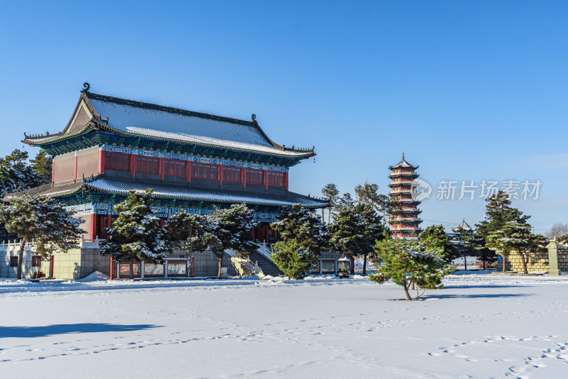 松原龙华寺古塔客堂全景