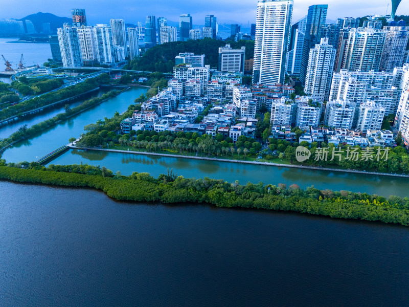 厦门筼筜湖周围建筑航拍图