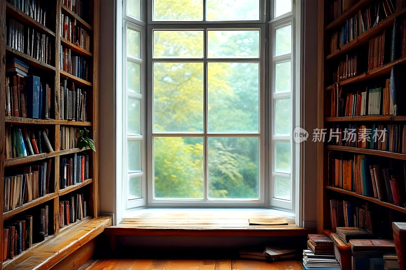 室内书架背景全景教育