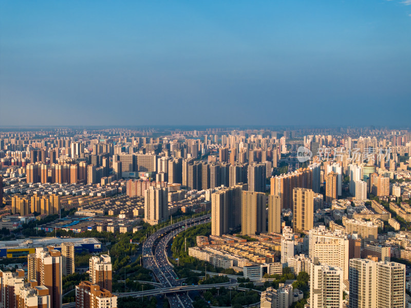 航拍夏季白天郑州市城市风光