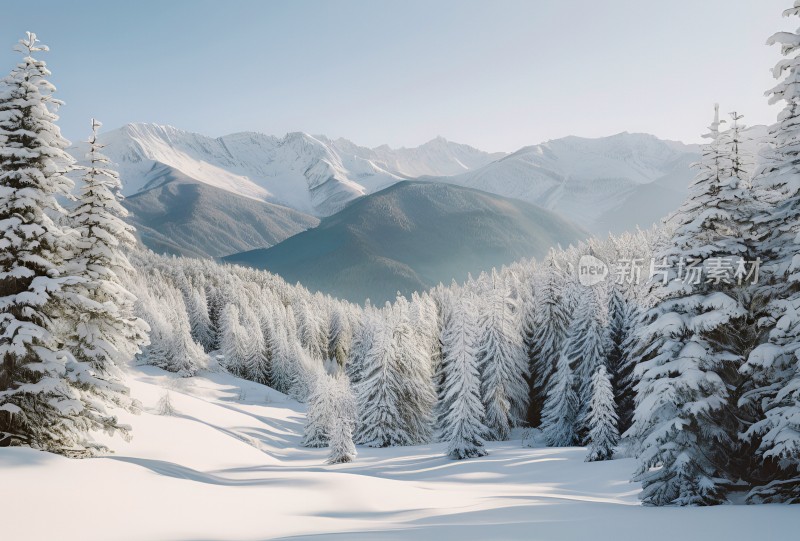 冬季森林白雪覆盖风景