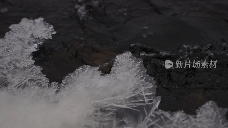 冬季雪地冰冻的河流