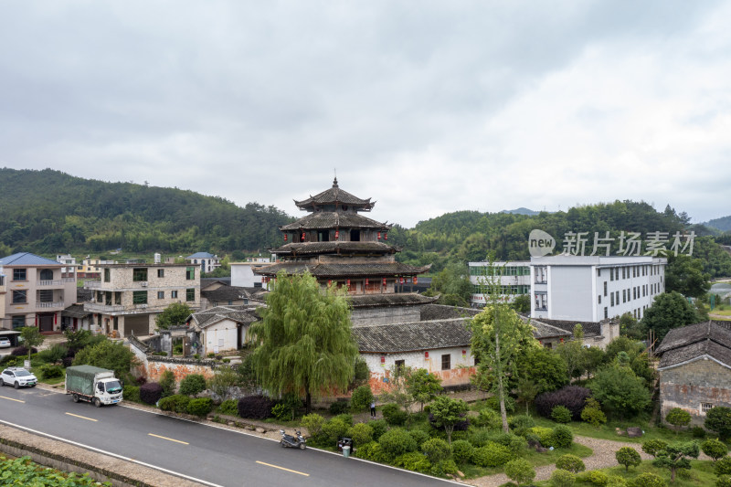 福建连城永隆廊桥景区晨曦航拍