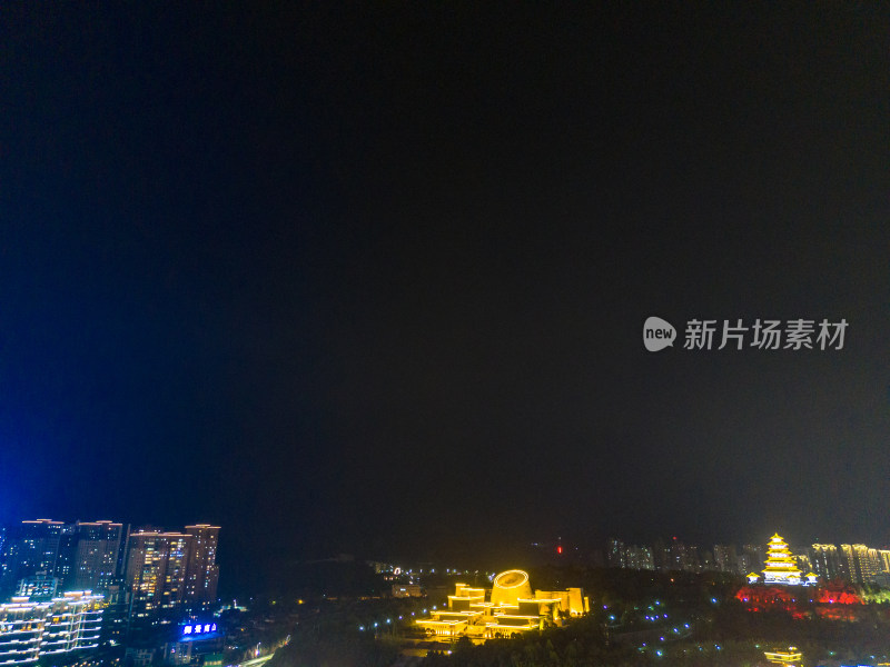 陕西宝鸡城市夜景灯光航拍图