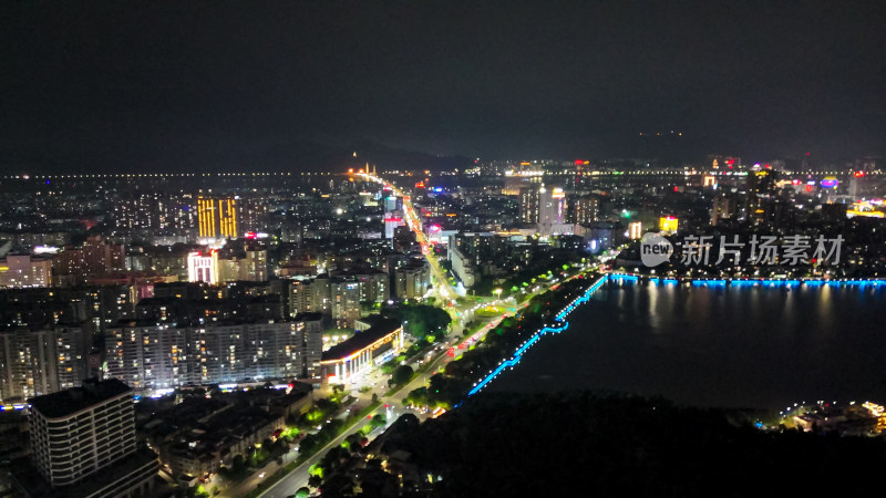 肇庆城市夜景大景航拍图