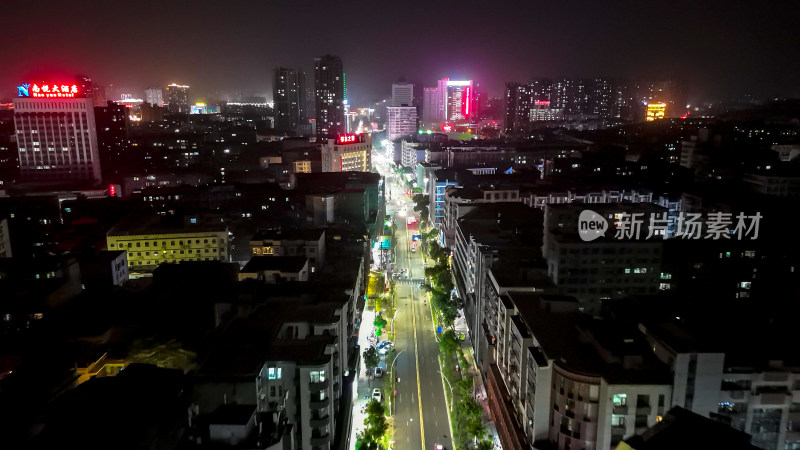 航拍湖北鄂州南浦路夜景交通