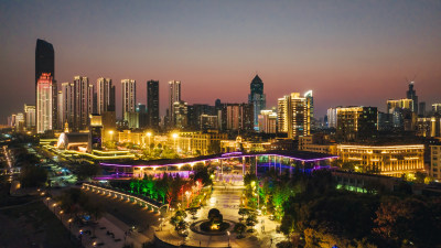 武汉汉口江滩江汉门城市夜景