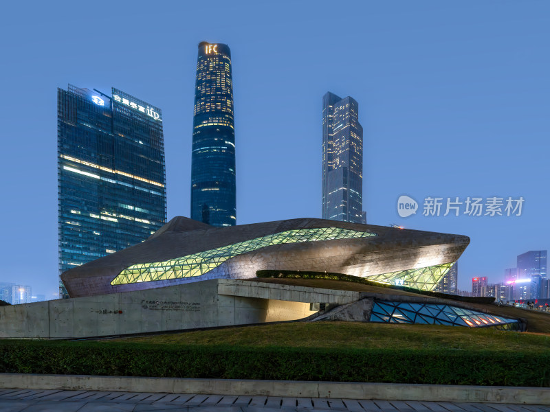 广东广州大剧院夜景城市建筑摩天大楼景观