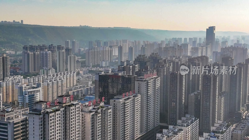 陕西宝鸡城市建设航拍图