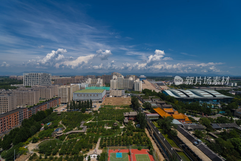 城市建筑群与绿地航拍景观