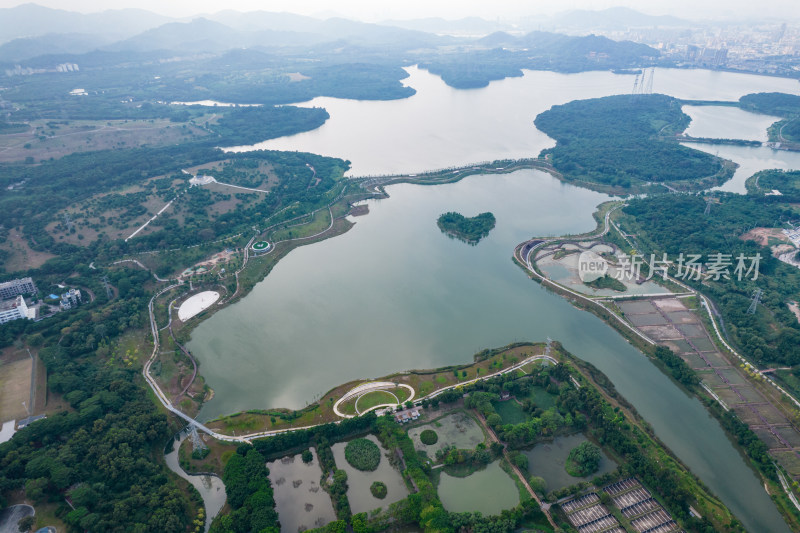 深圳宝安区石岩湿地公园俯瞰图