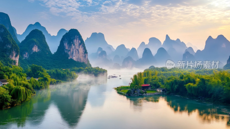 桂林山水青山绿水山清水秀自然景观风景