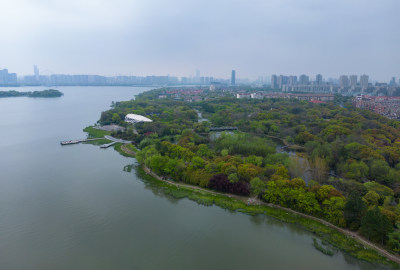 航拍江苏无锡蠡湖国家城市湿地公园