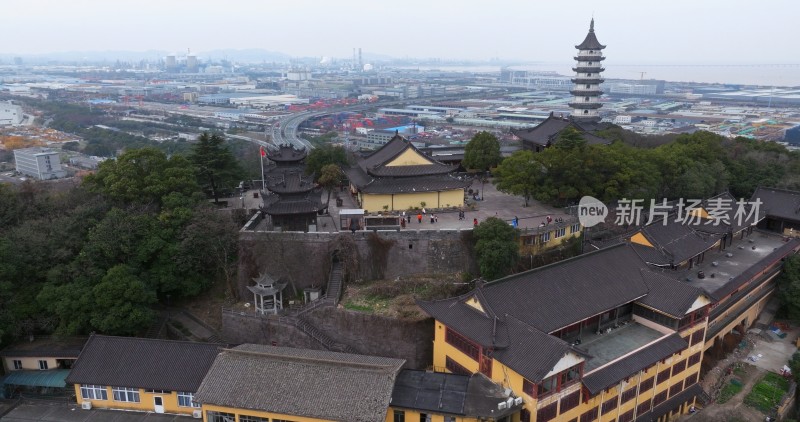 航拍镇海招宝山景区