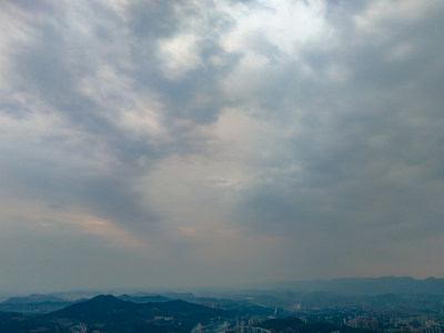 达州城市天空风景航拍图