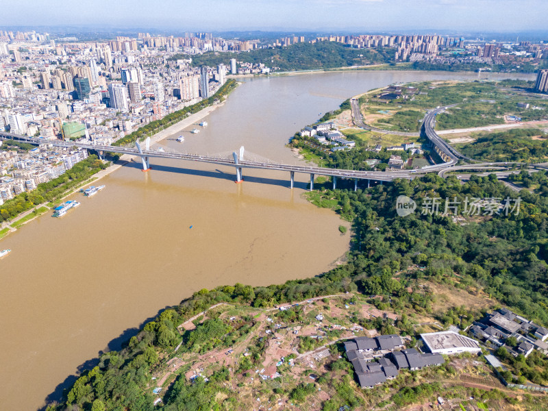 航拍泸州城市风光河流摄影图