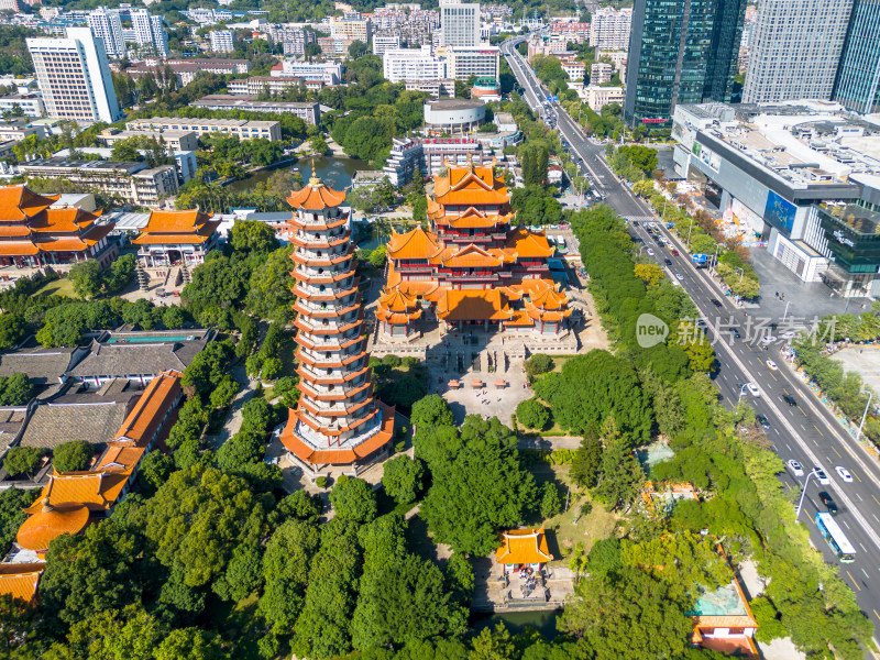 航拍福州西禅寺